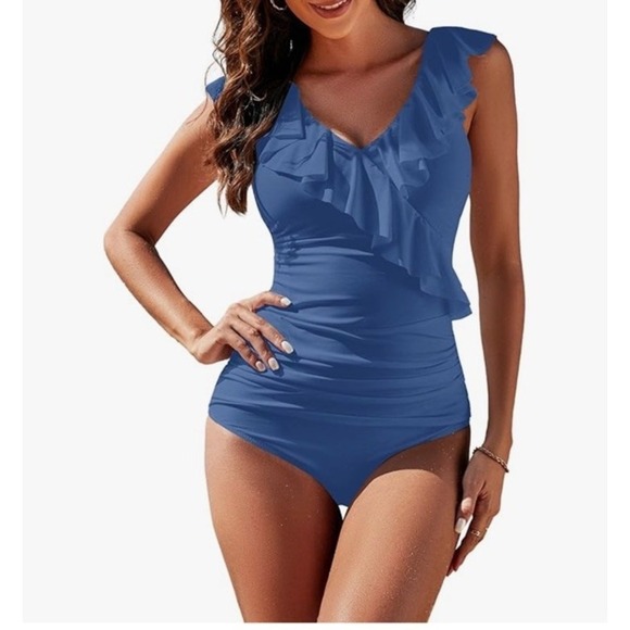 Blooming Jelly Womens One Piece Bathing Suit Tummy Control Swimwear Ruffled, XXL - Picture 6 of 9